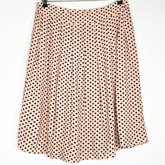 Talbots Pink Black Geometric Pleated A-Line Skirt - Picture 5 of 8